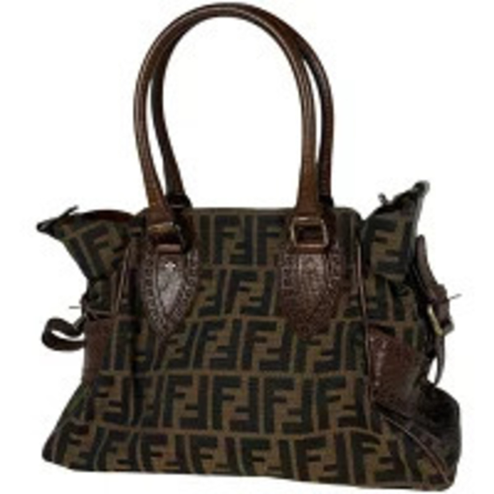 Fendi Etnico Zucca Tote Handbag Canvas Brown